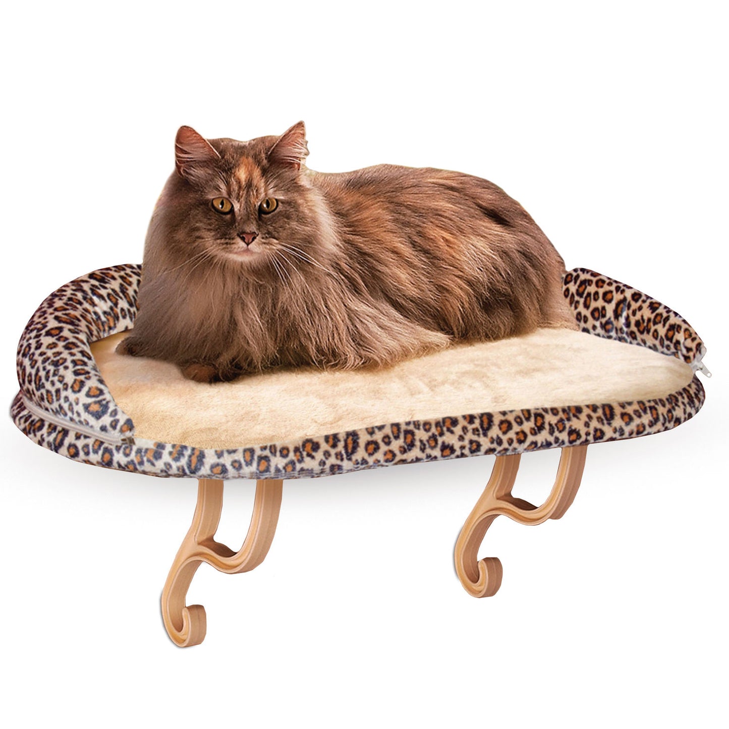 K&H Pet Products Deluxe Kitty Sill with Bolster Leopard 14 x 24 x 10 For Pet With Love
