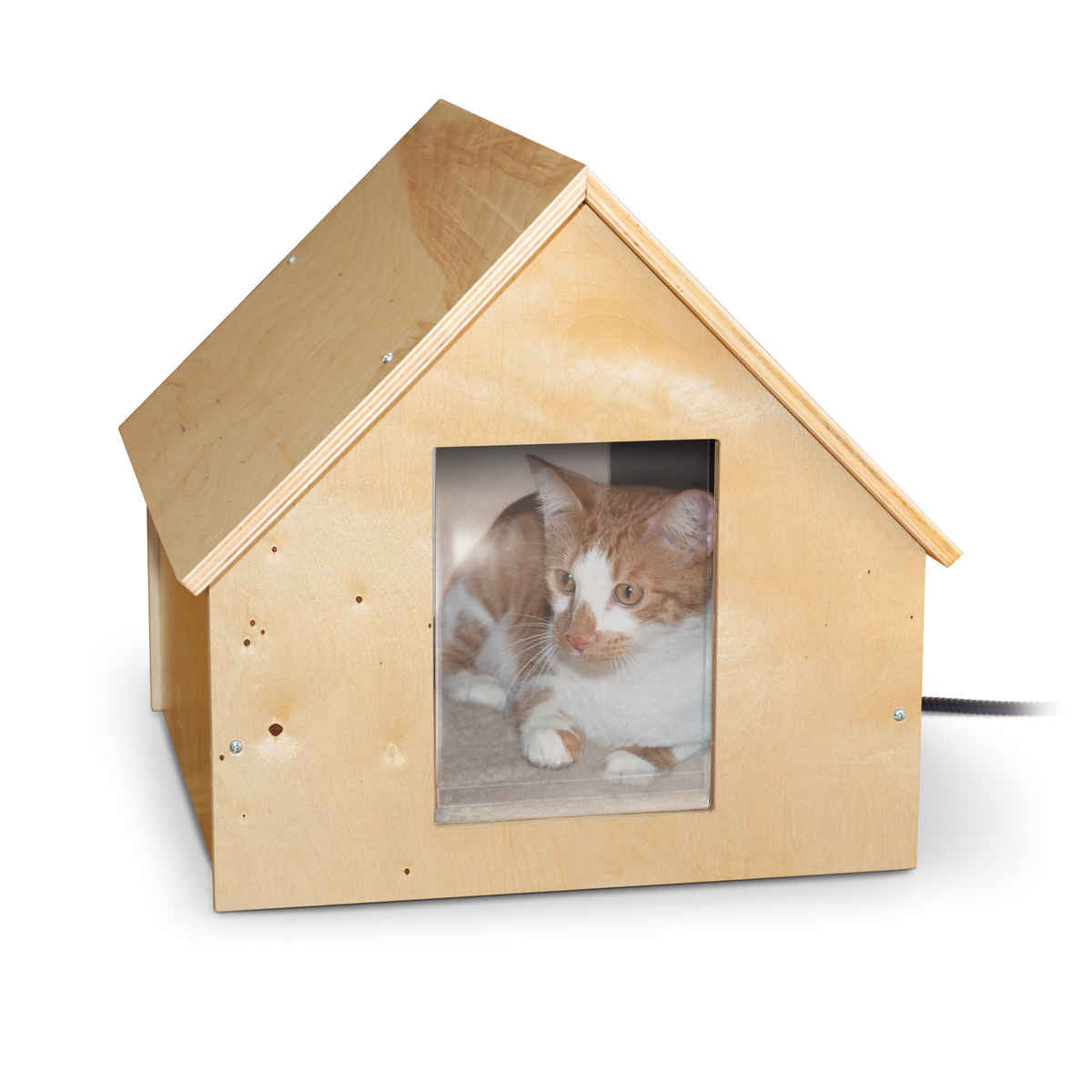 K&H Pet Products Birdwood Manor Thermo-Kitty House Wood 18 x 16 x 15 For Pet With Love