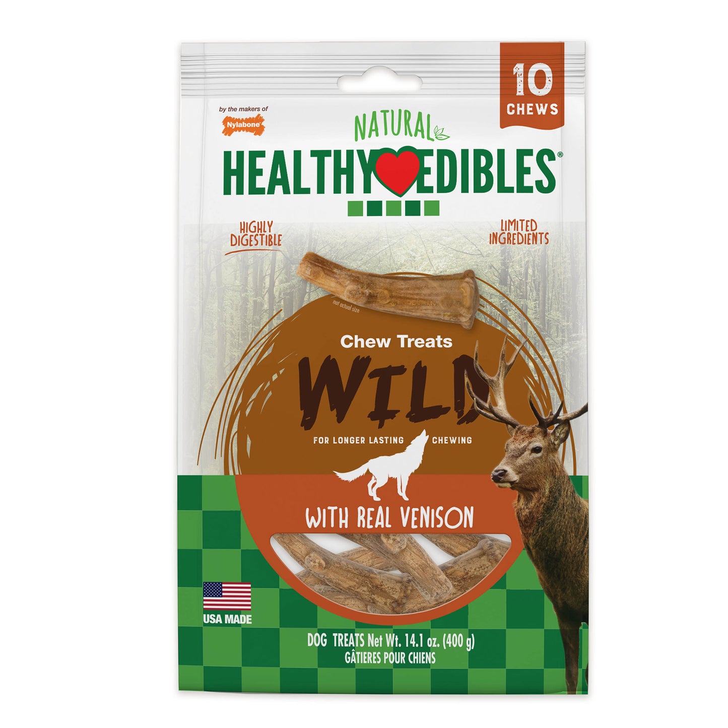 Nylabone Healthy Edibles Antler Real Venison 10 count For Pet With Love