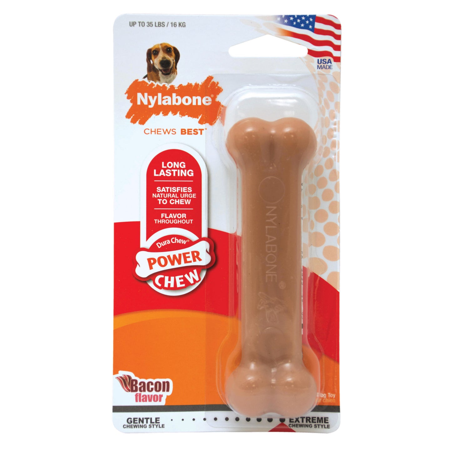 Nylabone Power Chew Bacon Chew Toy Wolf For Pet With Love