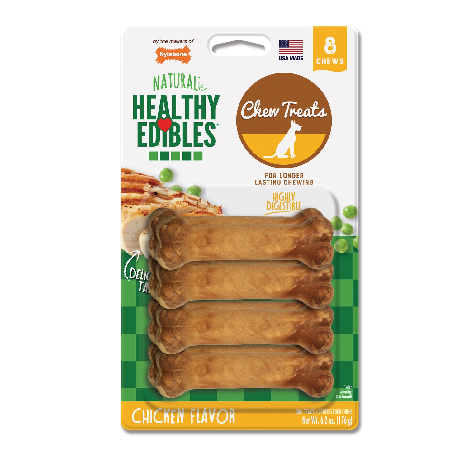 Nylabone Healthy Edibles Longer Lasting Chicken Treats Petite 8 count For Pet With Love