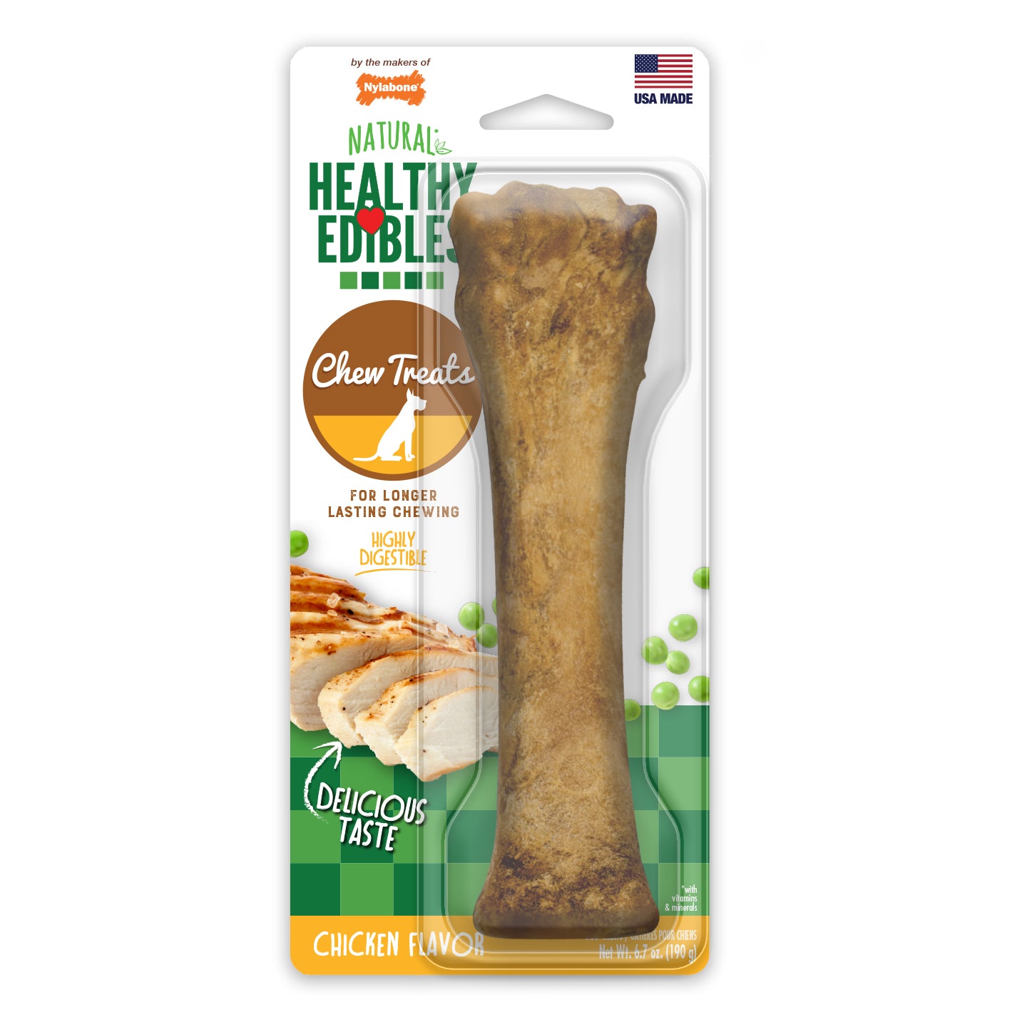 Nylabone Healthy Edibles Longer Lasting Chicken Treats Souper 1 count For Pet With Love