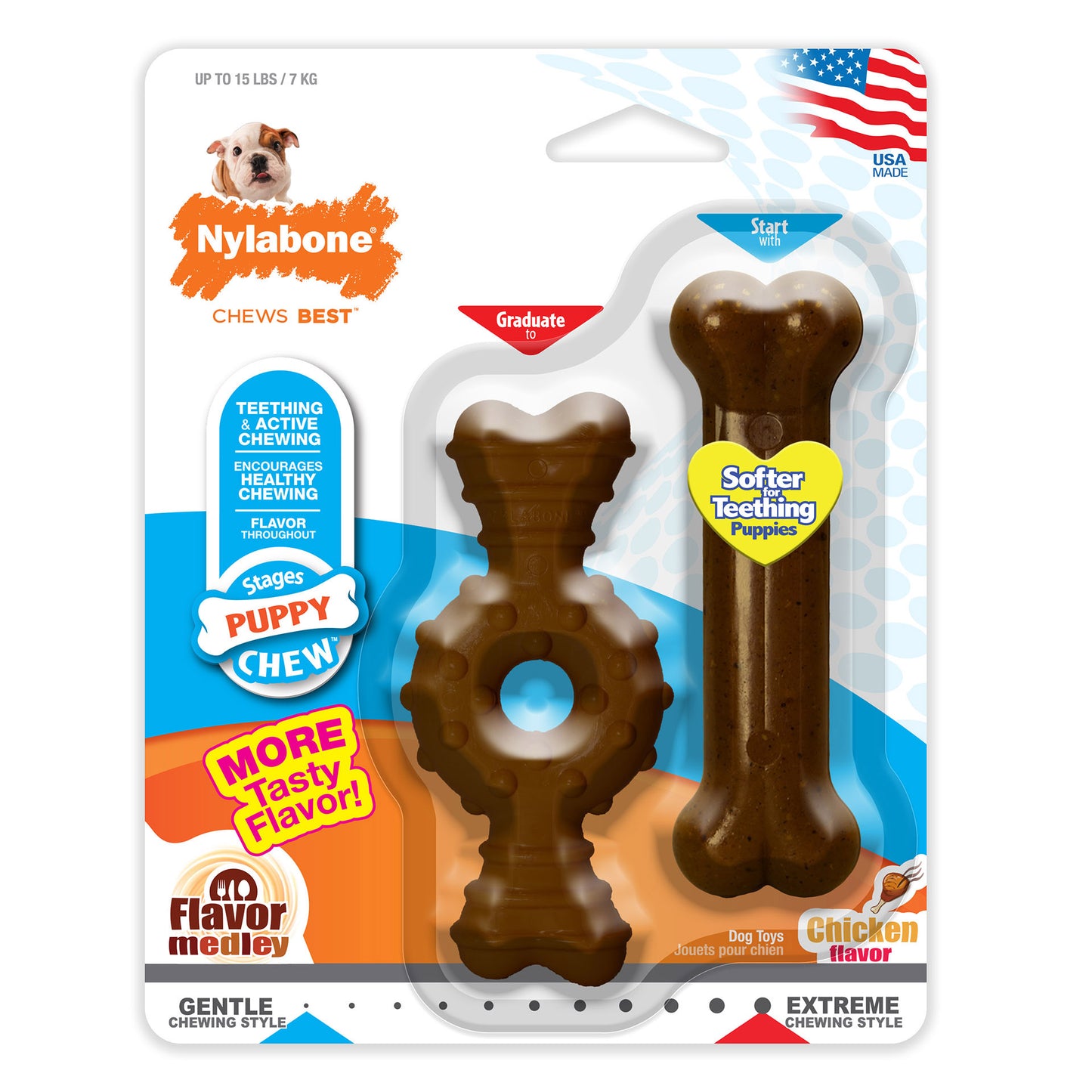 Nylabone Power Chew Ring Bone and Puppy Chew Bone Petite For Pet With Love