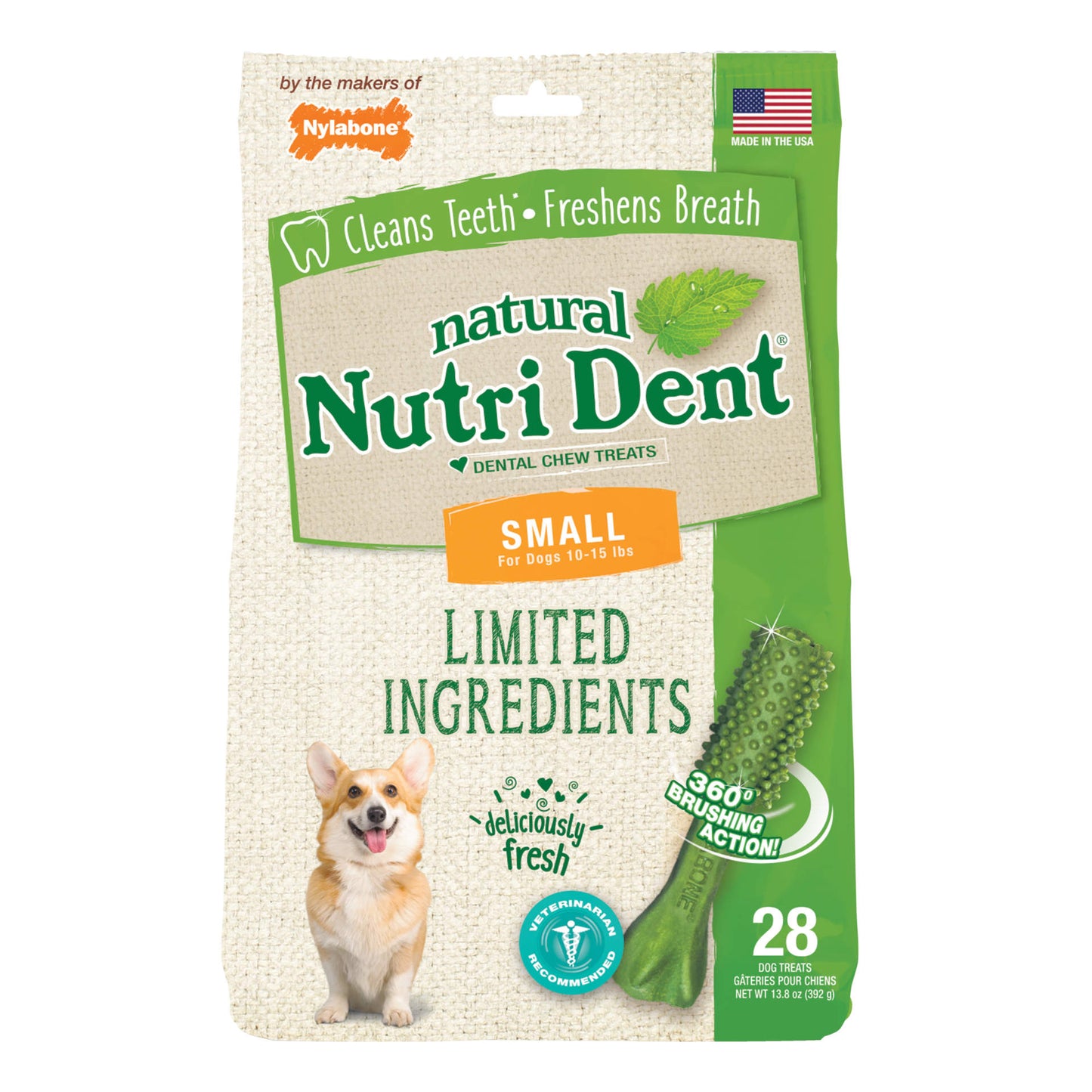 Nylabone Nutri Dent Limited Ingredient Dental Chews Fresh Breath Small 28 count For Pet With Love
