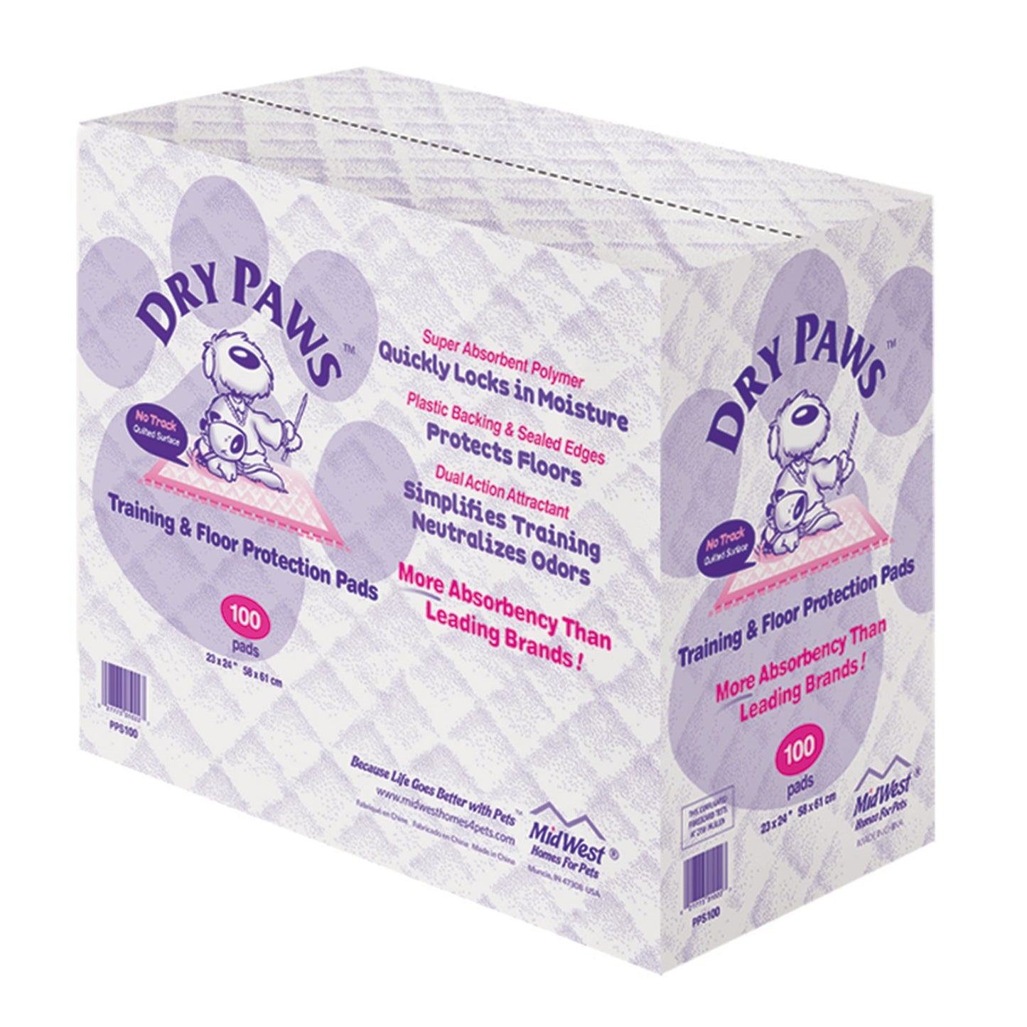 Midwest Dry Paws Dog Training Pads 100 pack White 23 x 24 For Pet With Love