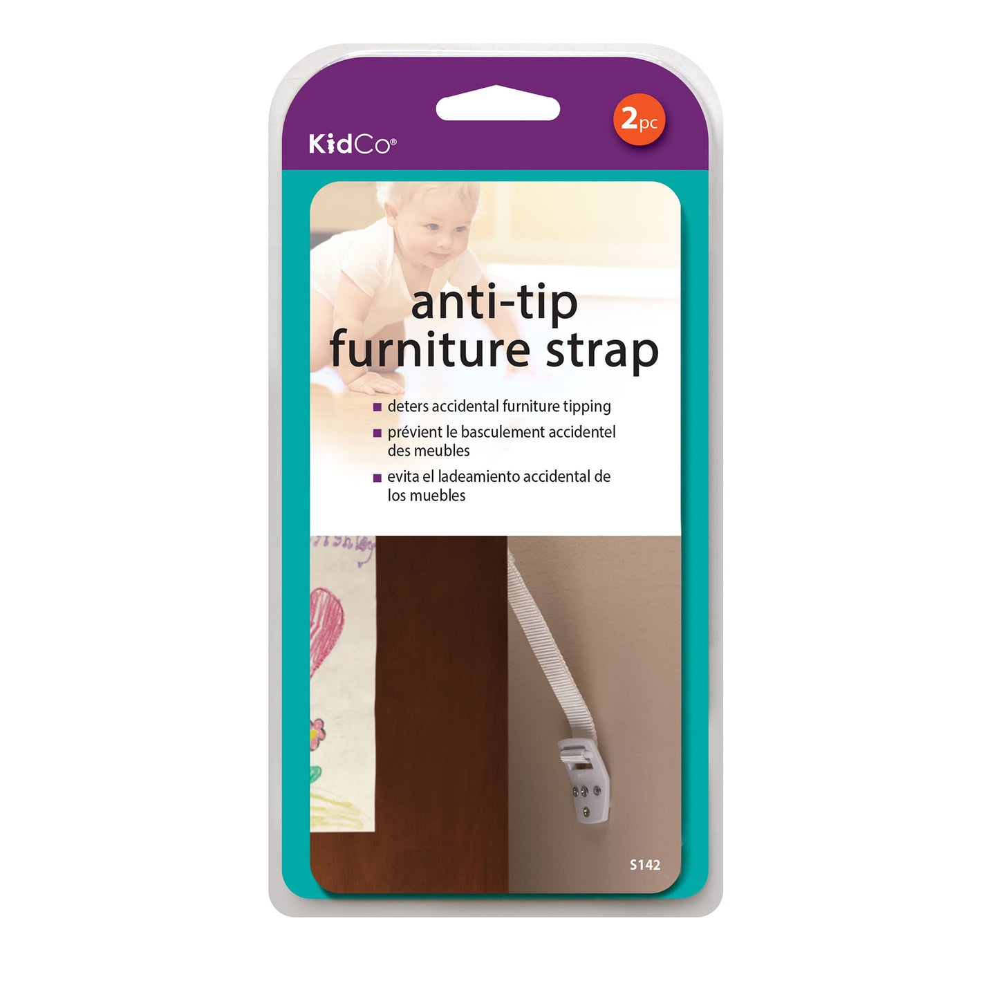 Kidco Anti-Tip Furniture Straps 2 pack White For Pet With Love