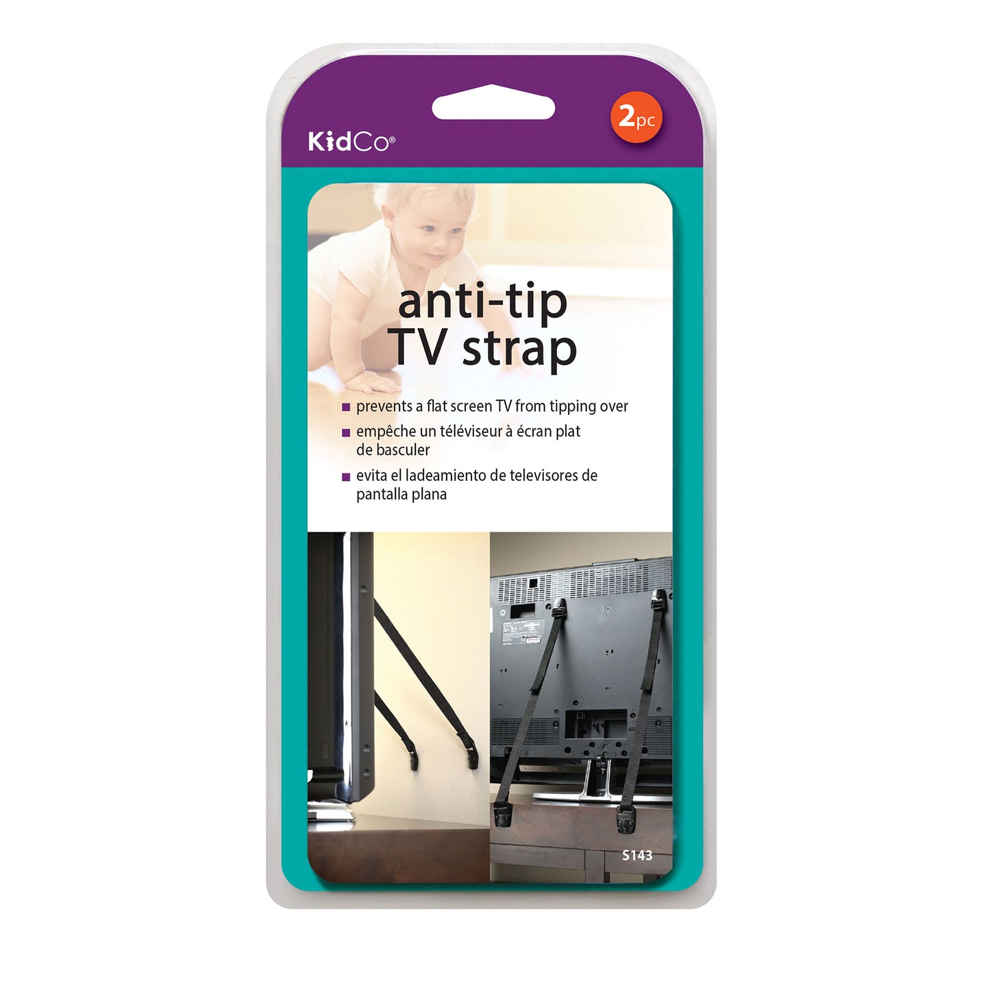 Kidco Anti-Tip TV Straps 2 pack Black For Pet With Love