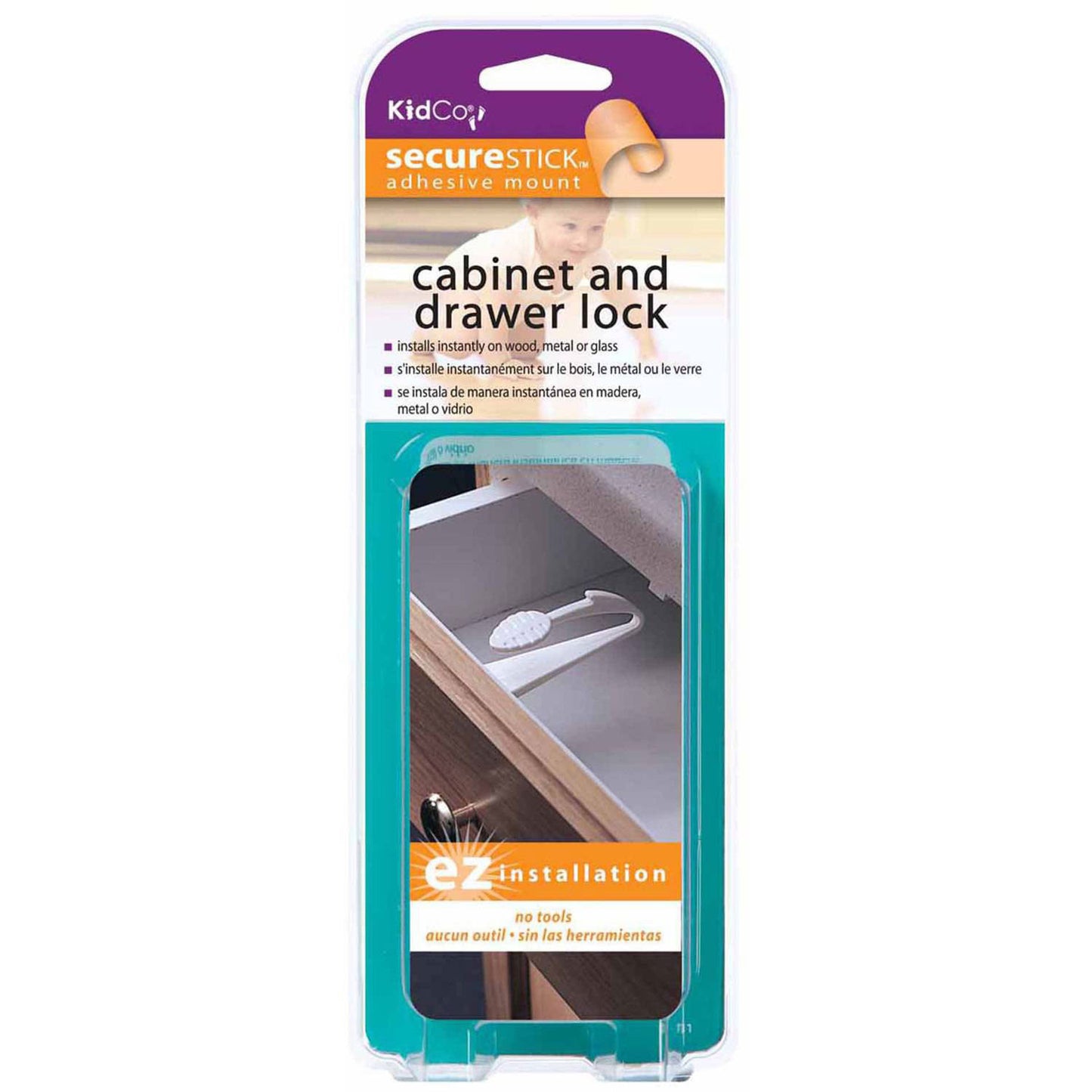 Kidco Adhesive Mount Cabinet and Drawer Lock 3 pack White For Pet With Love