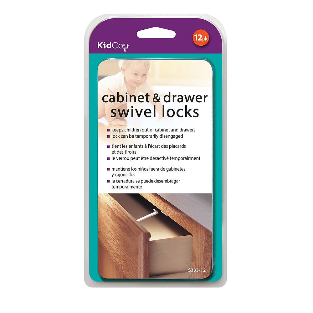 Kidco Swivel Cabinet and Drawer Locks 12 pack White For Pet With Love