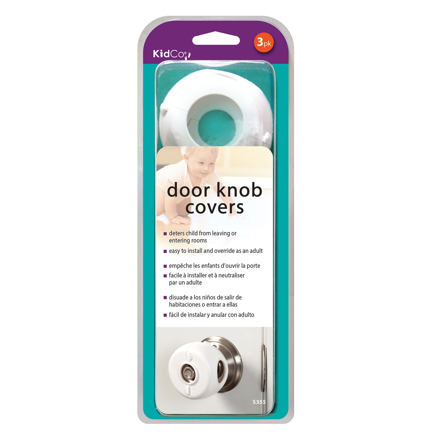 Kidco Door Knob Covers 3 pack White For Pet With Love