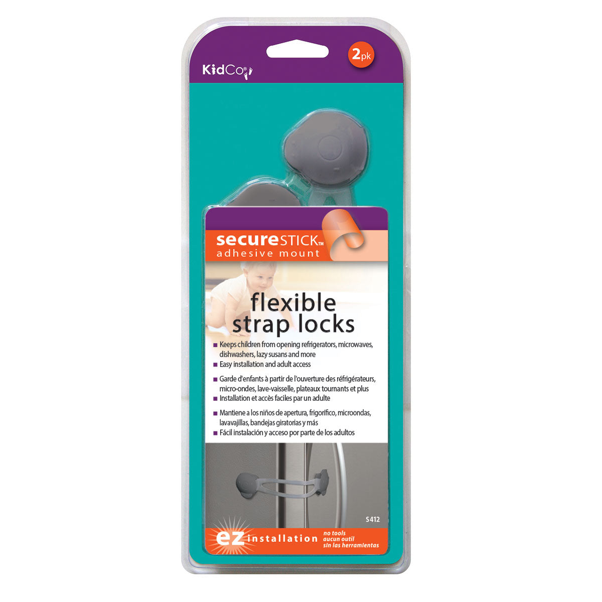 Kidco Flexible Strap Locks 2 pack Gray For Pet With Love