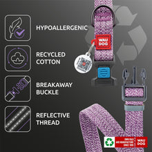 Load image into Gallery viewer, WAUDOG Eco Friendly Reflective Cotton Dog Collar PURPLE LARGE For Pet With Love