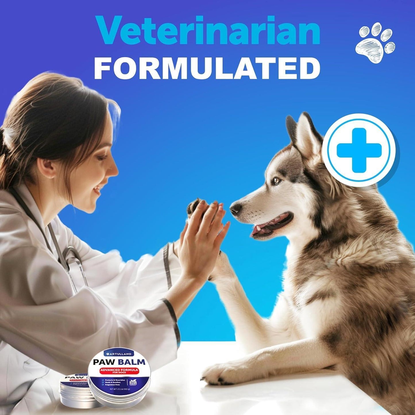 Artullano Dog Paw Balm Protects from Cracks & Wounds 2.1 Oz For Pet With Love