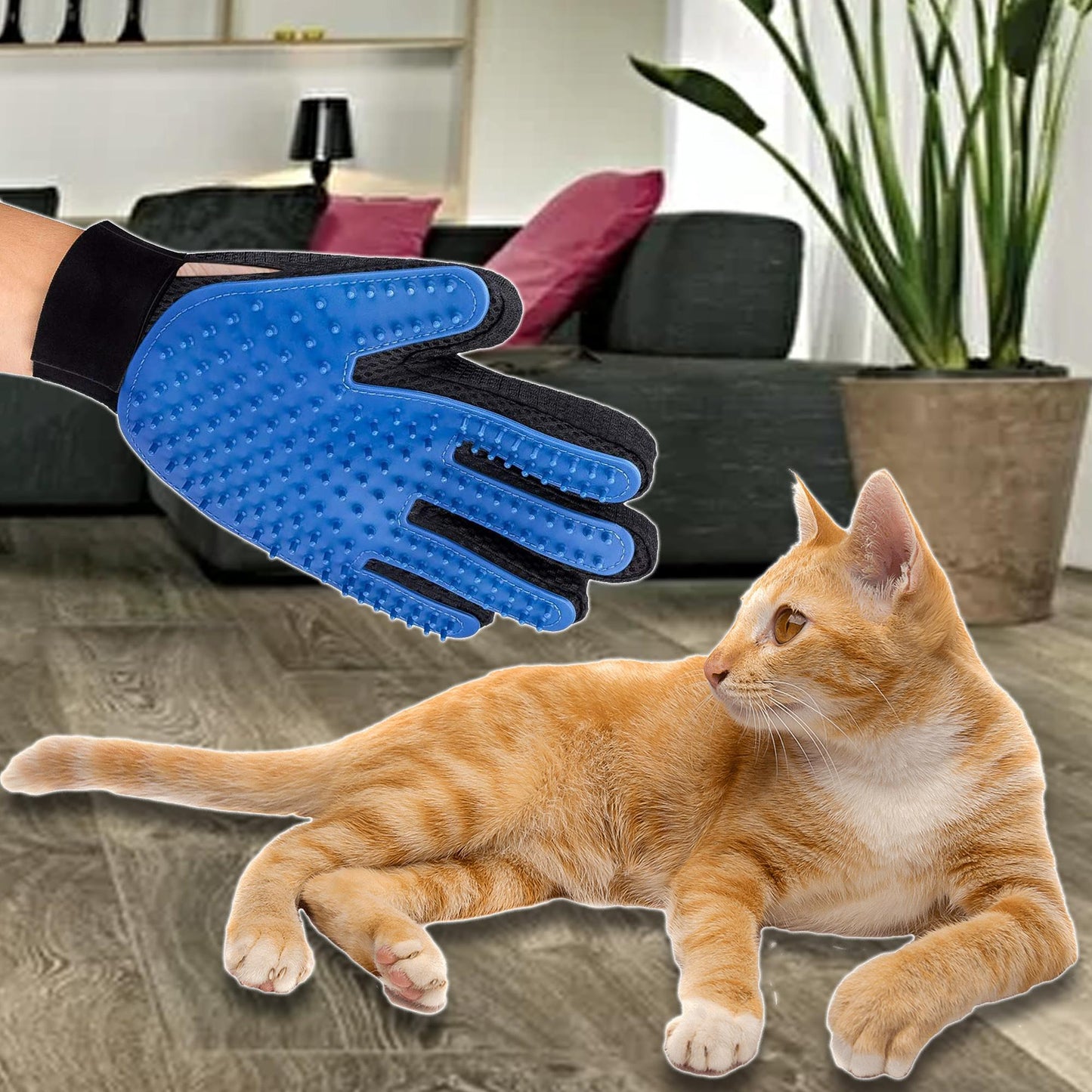Pet Grooming Gloves for Deshedding, Hair Removal, and Massage For Pet With Love