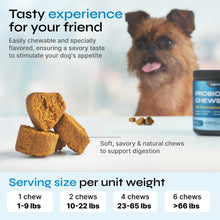 Load image into Gallery viewer, VETRICA Probiotic Digestive and Gut Health Immune System Support Supplement Chews for Dogs. Diarrhea and Bowel Support Supplement. Made in USA. 130 Chews. For Pet With Love