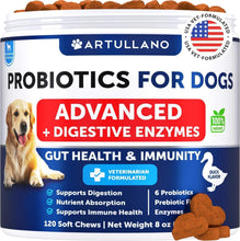 Load image into Gallery viewer, Artullano Dog Probiotics and Digestive Enzymes with Prebiotics (120 Chews) For Pet With Love