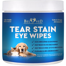 Load image into Gallery viewer, Beloved Pets Cat & Dog Eye Wash Drops & Tear Stain Remover (Eye Wipes) 120 Wipes For Pet With Love