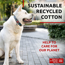 Load image into Gallery viewer, WAUDOG Adjustable Reflective Cotton Dog Collar with QR ID Tag. Eco Friendly Alternative to Nylon. XLARGE. Gray. For Pet With Love