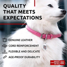 Load image into Gallery viewer, WAUDOG Ultra Soft Rolled Leather Soft Padded Dog Collar. PINK. X-Small For Pet With Love