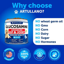 Load image into Gallery viewer, Artullano Glucosamine Hip and Joint Supplement for Dogs w/Chondroitin, Hemp Oil, MSM 180 Chews For Pet With Love