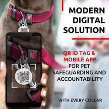 Load image into Gallery viewer, WAUDOG Adjustable Long Lasting Leather Dog Collar with Durable Buckle D Ring & QR Dog Tag. LARGE. Pink For Pet With Love