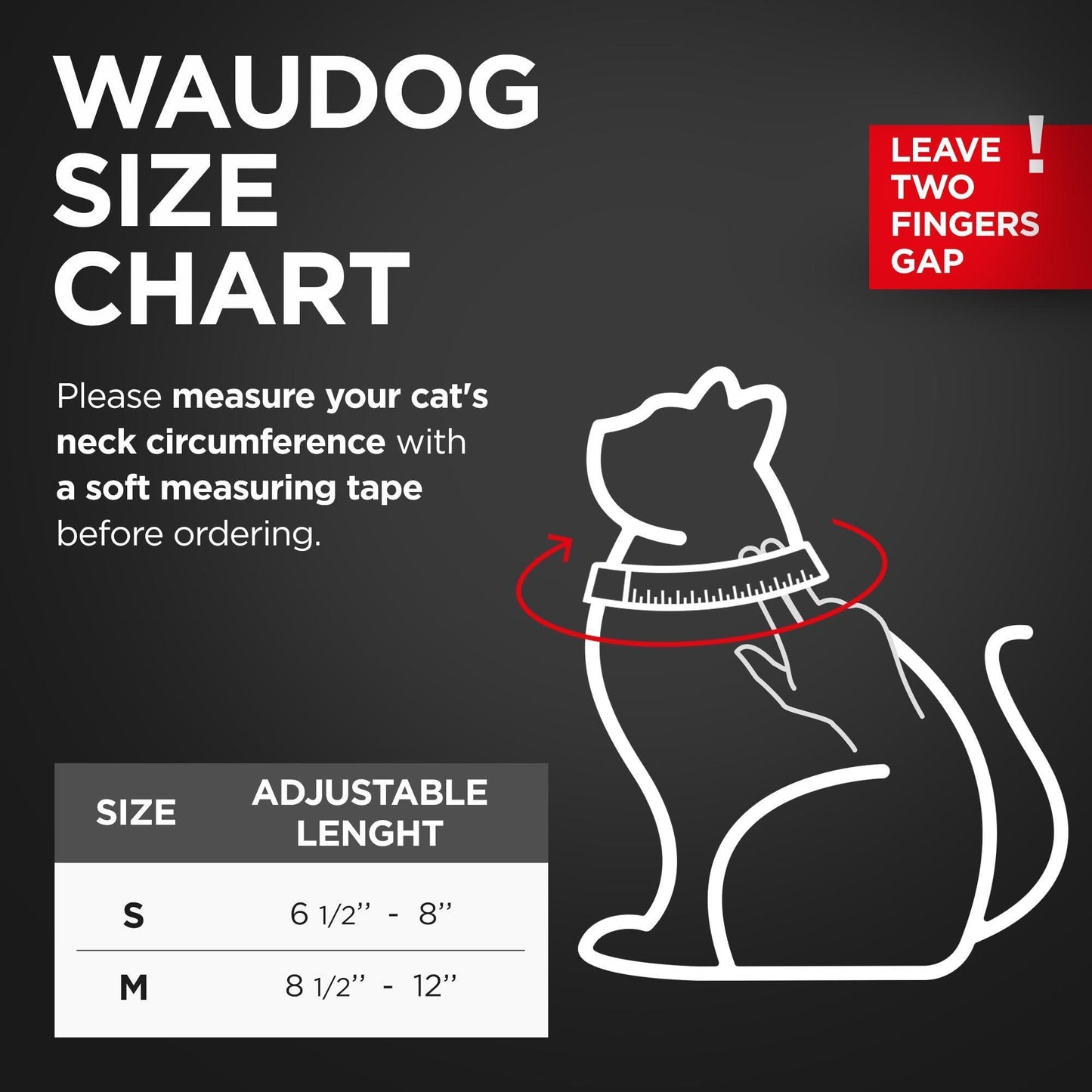 WAUDOG Leather Adjustable Cat Collar with Airtag Holder and Removable Bell (Brown. Medium) For Pet With Love