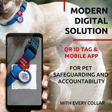Load image into Gallery viewer, WAUDOG Adjustable Waterproof Dog Collar with Plastic Buckle and QR Dog Tag BLUE MEDIUM