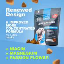 Load image into Gallery viewer, CHEWIA Hemp Calming Anxiety Support Chews for Dogs with Melatonin, Chamomile Extract, and Valerian Root. 70 Chews For Pet With Love