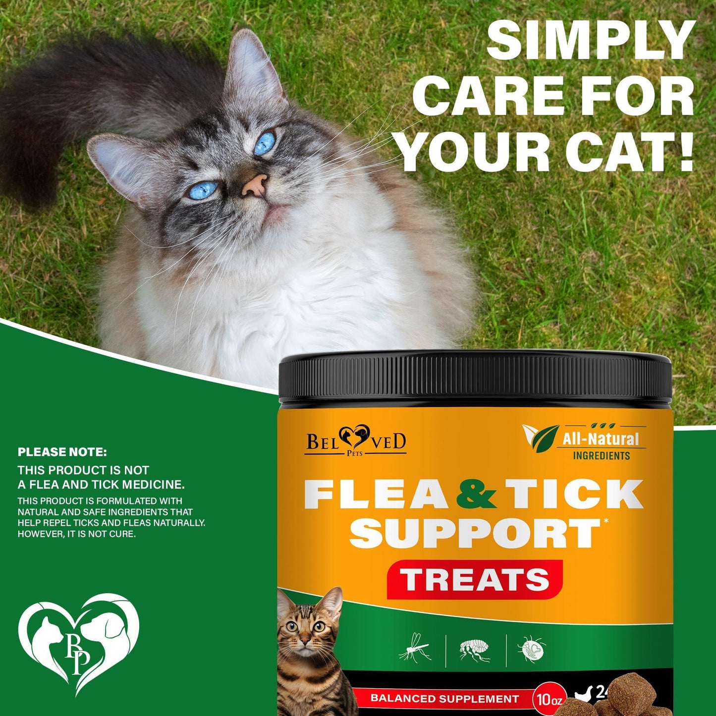 Beloved Pets Revolution Flea and Tick Prevention Chewable Pills for Cats. Pest Control & Natural Defense. Chewables Small Tablets. Made in USA (240 Chicken Flavored Chews) For Pet With Love
