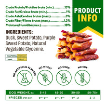 Load image into Gallery viewer, Beloved Pets Sweet Potato & Healthy Duck Chews. Natural Dog Food & Grain Free Rawhide Free Training Jerky Wraps. 10.6 Oz For Pet With Love