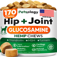 Load image into Gallery viewer, PETSOLOGY Hemp Hip and Joint Mobility Support Supplement for Dogs 170 Chews For Pet With Love