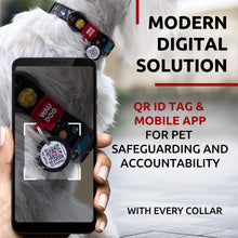 Load image into Gallery viewer, WAUDOG Adjustable Nylon Dog Collar with Durable Plastic Buckle and QR Dog Tag. MEDIUM (NASA-1 Print) For Pet With Love