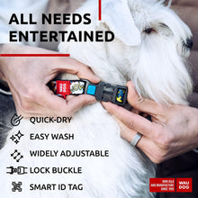 Load image into Gallery viewer, WAUDOG Adjustable Nylon Dog Collar with Durable Plastic Buckle and QR Dog Tag. LARGE (WOW! Print) For Pet With Love