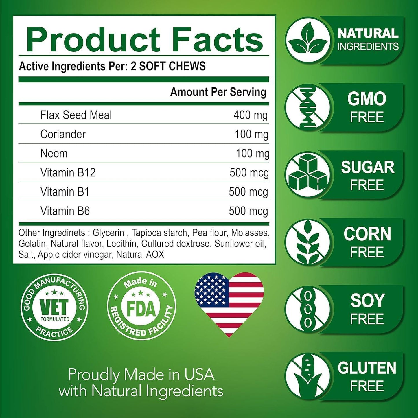 Vet Promise Natural Flea and Tick Prevention Advanced Oral Treats Supplement for Dogs. Made in USA. 119 Chews. Chicken Flavor For Pet With Love