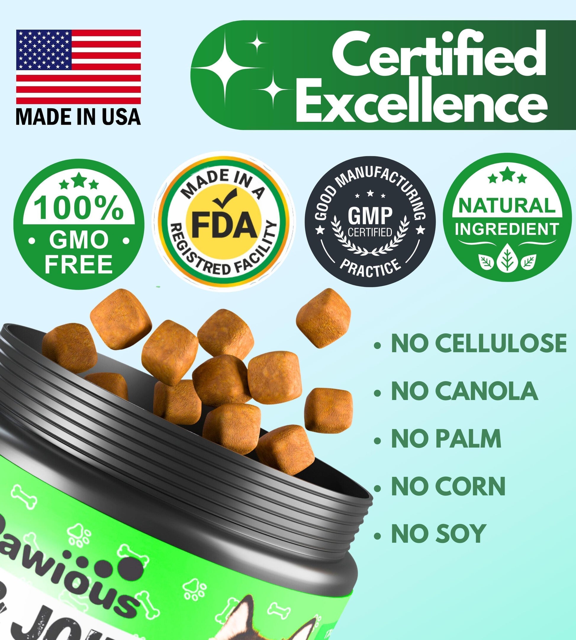 Pawious Hip and Joint Supplement for Dogs with Glucosamine For Pet With Love