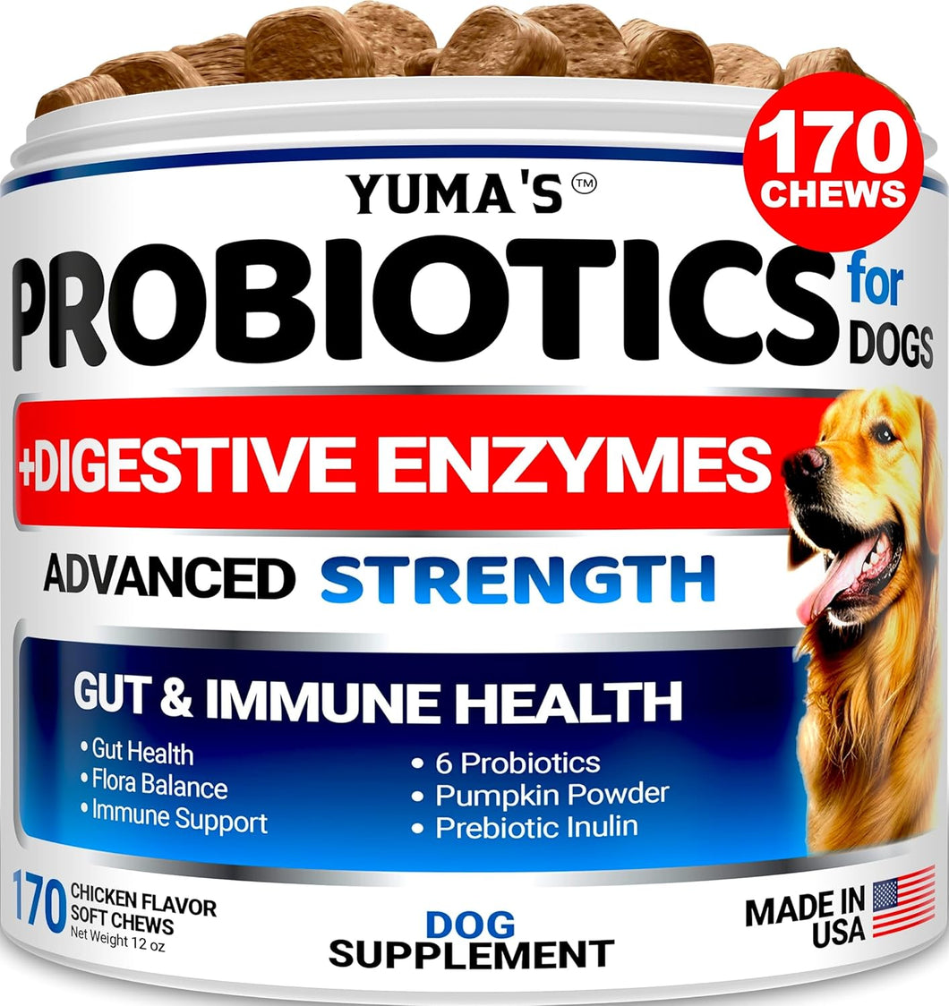 YUMA'S Probiotic and Prebiotic Digestive Enzymes for Dogs  170 Chews