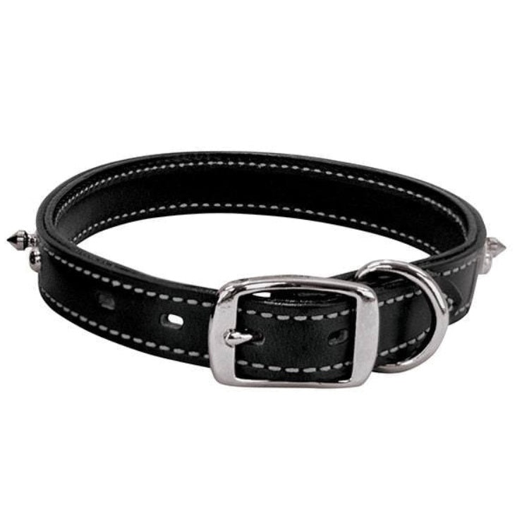 Weaver Spike's Collar Doubled and Stitched Black 1 x 19 For Pet With Love