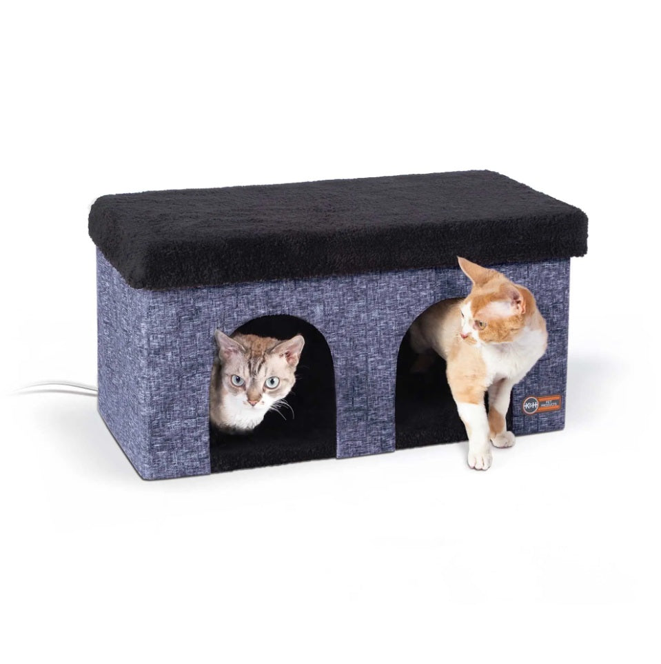 K&H Pet Products Thermo-Kitty Duplex Navy Blue 12 x 24 x 12 For Pet With Love