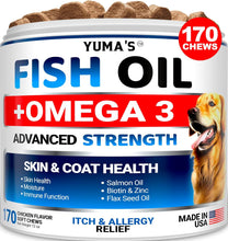 Load image into Gallery viewer, YUMA'S Omega 3 Fish Oil Allergy Support Skin and Coat Supplement for Dogs  170 Chews For Pet With Love
