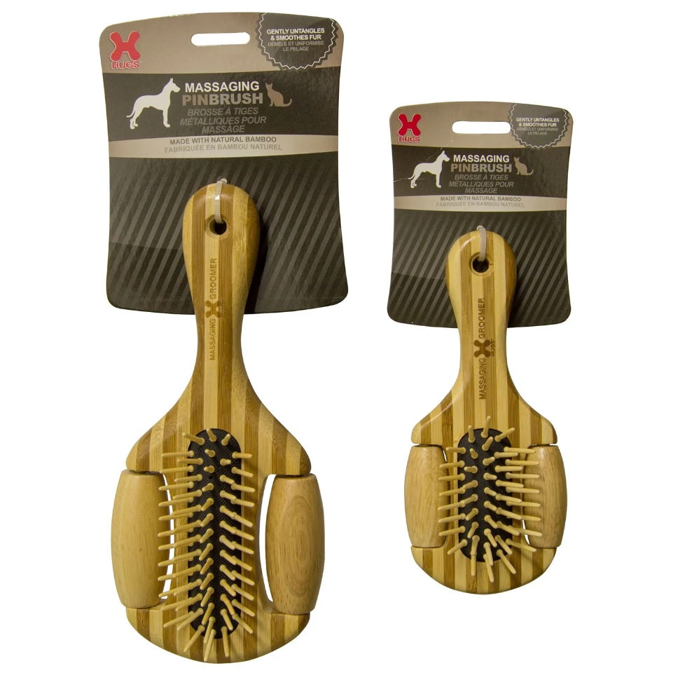 Hugs Pet Products Massaging Pet Pin Brush Large Brown 8.5 x 4 x 2 For Pet With Love