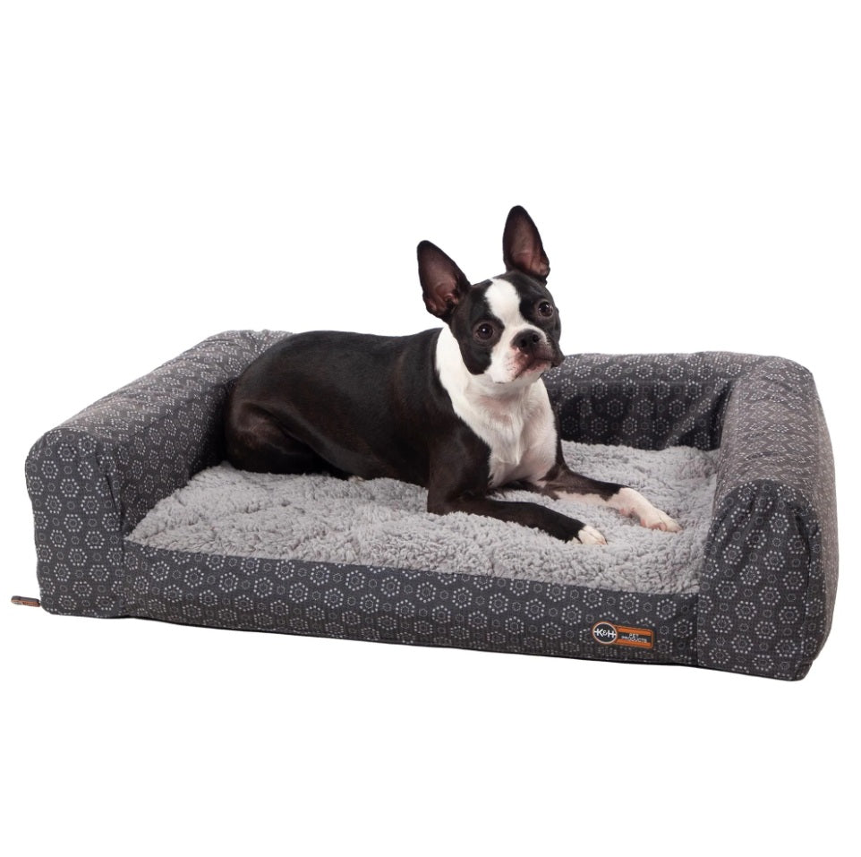 K&H Pet Products Air Sofa Pet Bed Geo Flower Small Gray 18 x 24 x 7 For Pet With Love