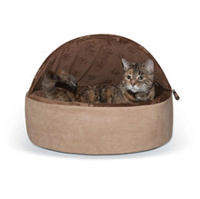 Load image into Gallery viewer, K&amp;H Pet Products Self-Warming Kitty Bed Hooded Large Chocolate/Tan 20 x 20 x 12.5 For Pet With Love
