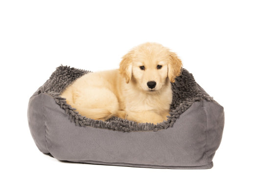 DGS Pet Products Dirty Dog Lounger Bed Large Cool Grey 31 x 27 x 9 For Pet With Love