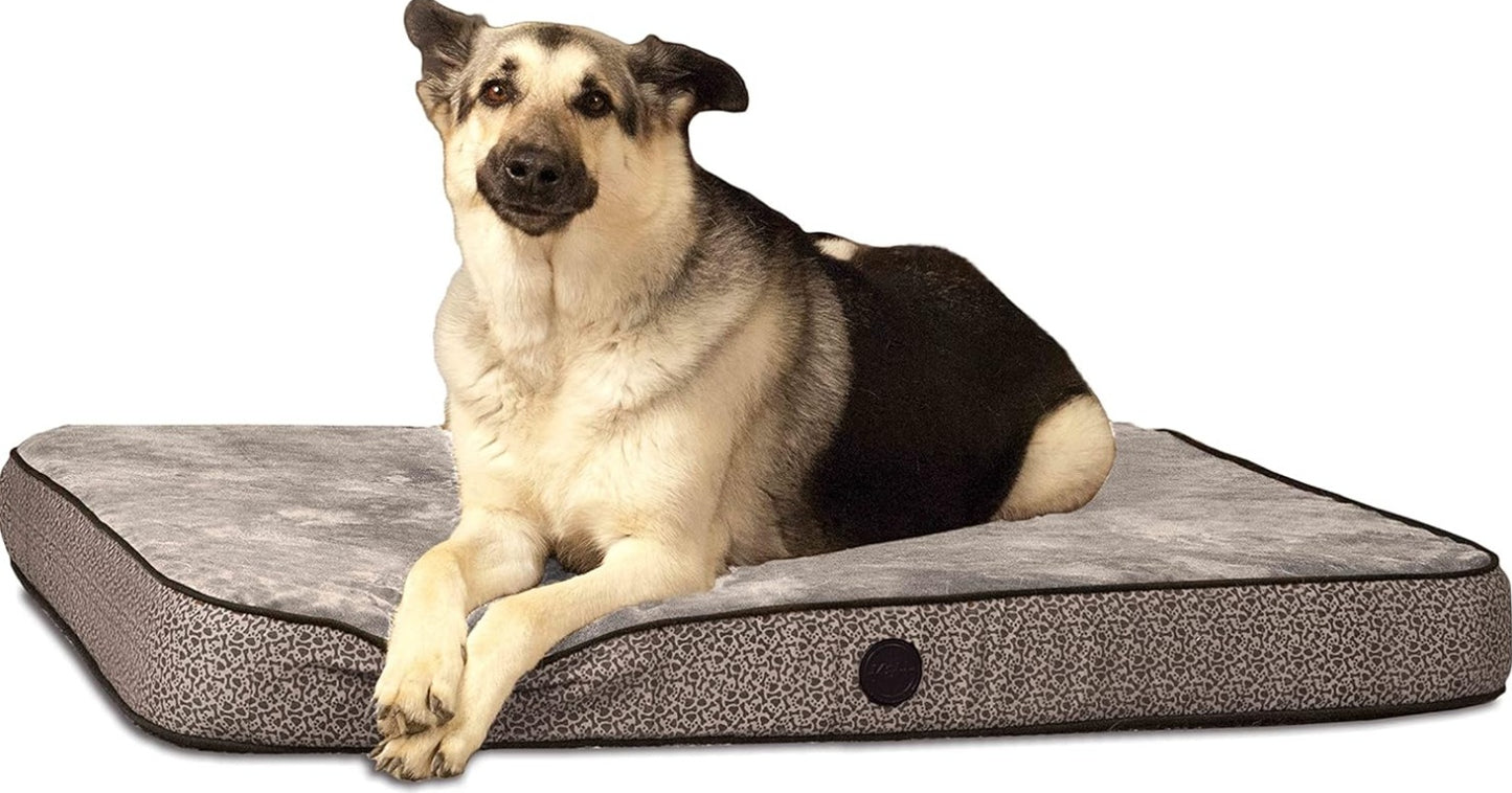 K&H Pet Products Superior Orthopedic Pet Bed Large Gray 40 x 50 x 5 For Pet With Love