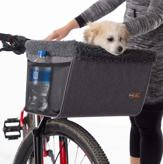 K&H Pet Products Travel Bike Basket for Pets Large Gray 12 x 16 x 10 For Pet With Love