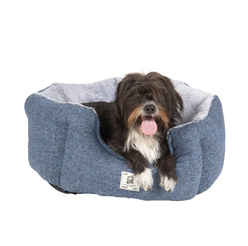DGS Pet Products Chill Kuzzi FIR Round Bed Medium Blue 30 x 30 x 15 For Pet With Love