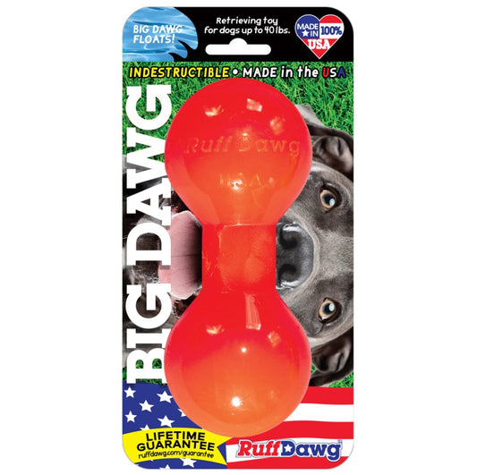 Ruff Dawg Indestructible Big Dawg Barbell Dog Toy Medium Assorted 6 x 2.5 x 2.5 For Pet With Love