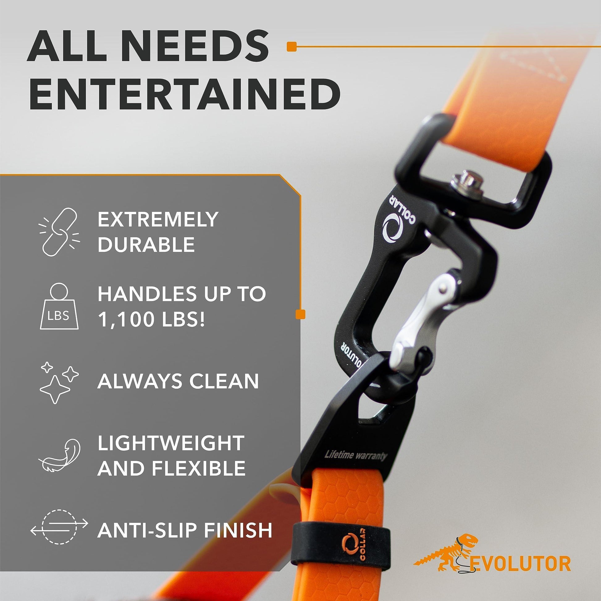 COLLAR Extra Heavy Duty Durable EVOLUTOR Dog Leash. 10 Ft (Orange) For Pet With Love