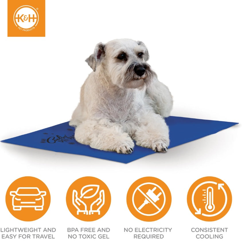 K&H Pet Products Coolin Pet Pad Large Blue 20 x 36 x 0.75 For Pet With Love