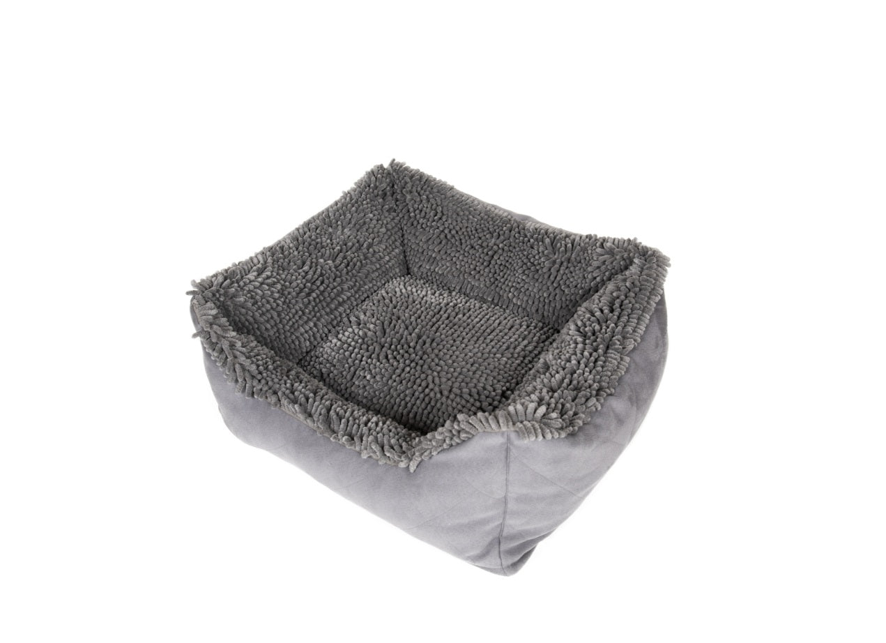 DGS Pet Products Dirty Dog Lounger Bed Large Cool Grey 31 x 27 x 9 For Pet With Love